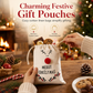 Christmas Cotton Linen Drawstring Gift Bags with Red Nosed Elk and Santa Claus Patterns for Holiday Candy and Favors 15x20cm