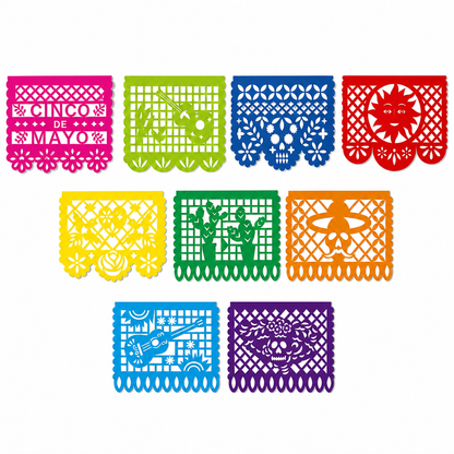 📢📢40% OFF !! ⏰Mexican Plastic Banner Day of the Dead Paper Cut Style Garland for Cinco de Mayo and Halloween Party