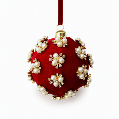 8cm Velvet Christmas Ball Ornament Foam Hanging Bauble for Christmas Tree Decoration