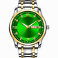 Men's Fashion Watch with Day Date Display Waterproof Luminous Hands and Alloy Steel Band