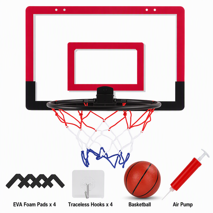 📢📢40% OFF !! ⏰No Drill Wall Mounted Folding Basketball Hoop Toy Set for Kids Indoor and Outdoor Play