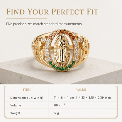 📢📢50% OFF !! ⏰Gold Tone Metal Goddess Portrait and Flower Ring for Women with Oval Colorful Cubic Zirconia Old Money Style