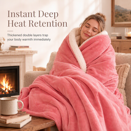 📢📢40% OFF !! ⏰Double Layer Thickened Flannel and Sherpa Fleece Throw Blanket Warm Air Conditioning Blanket