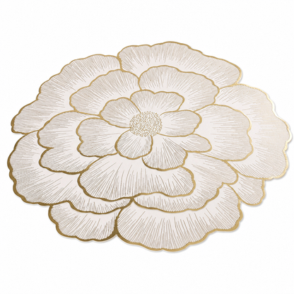 📢📢50% OFF !! ⏰Nordic Style Metallic Peony Flower PVC Placemat Heat Resistant Non Slip Waterproof Dining Table Mat 38cm