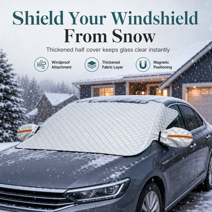 📢📢50% OFF !! ⏰Thickened Magnetic Car Windshield Snow Cover Winter Front Windshield Half Cover for Sedans and SUVs