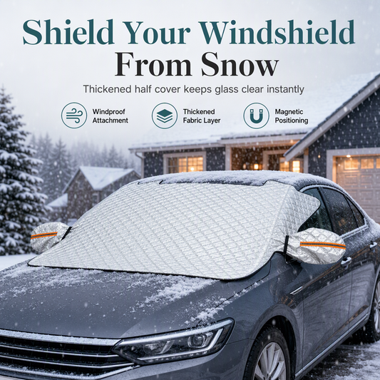 📢📢50% OFF !! ⏰Thickened Magnetic Car Windshield Snow Cover Winter Front Windshield Half Cover for Sedans and SUVs