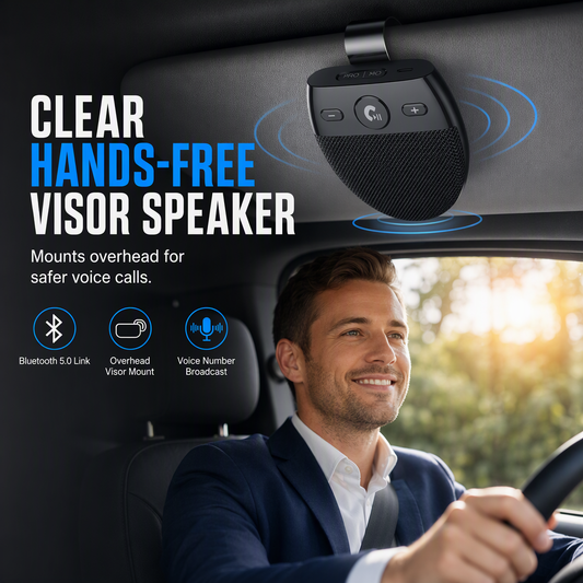 📢📢40% OFF !! ⏰SP11 Car Sun Visor Bluetooth Hands Free Speakerphone with Vibration Activated Auto Power On A2DP Support and Caller ID Voice Prompt