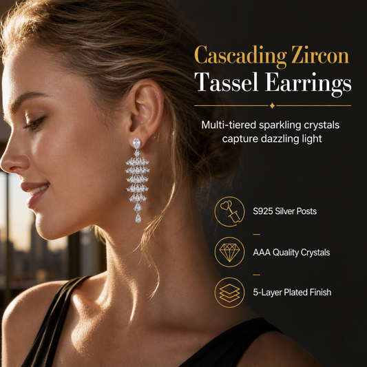 📢📢50% OFF !! ⏰ Micro Pave Zircon Fan-Shaped Skirt Earrings – Elegant & Sparkling ✨🩵👂