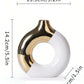 📢📢50% OFF !! ⏰Modern Ceramic Flower Vase with Gold Accents for Tabletop Floral Arrangement and Home Decor