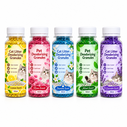 📢📢40% OFF !! ⏰Cat Litter Deodorizing Granules – Easy Sprinkle-On Odor Control in Five Fresh Scents 🌿🏠