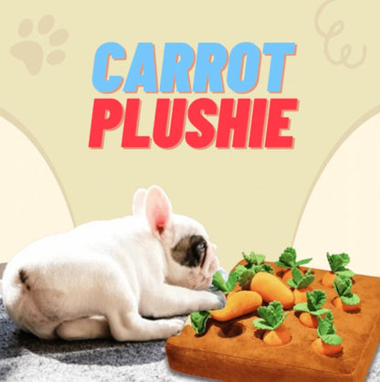 📢📢50% OFF !! ⏰ Carrot Plush Dog Toy – Interactive Pull-Out Carrot Patch Mat for Playful Pups