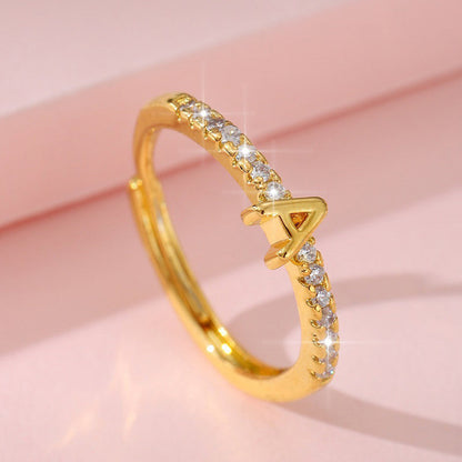 Minimalist Adjustable Initial Ring for Women