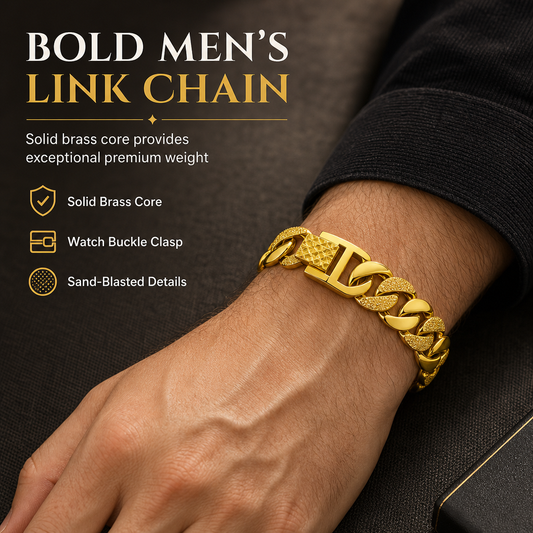 📢📢40% OFF !! ⏰  Men's Vietnamese Sand-Gold Style Bracelet – Matte Sandblasted Finish & Watch Clasp💎