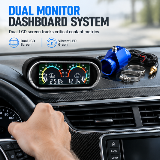📢📢40% OFF !! ⏰Dual Water Temp & Volt Gauge: 12V/24V, LCD Display, Brass Sensor, Universal