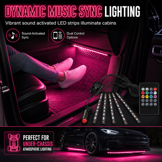 📢📢50% OFF !! ⏰Sound Activated 12 LED Car Interior Ambient Light RGB Multicolor Footwell Decorative Lamp