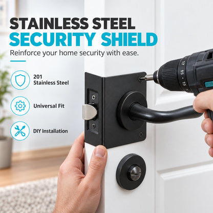 📢📢40% OFF !! ⏰Stainless Steel Single Hole Door Lock Reinforcement Plate for Indoor Wooden Doors with Screws