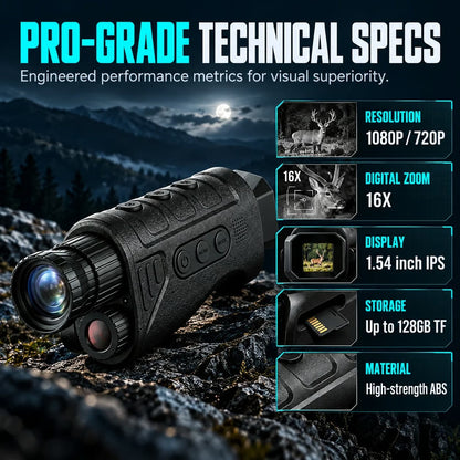 📢📢40% OFF !! ⏰1080P HD Night Vision Monocular – 16X Digital Zoom for Outdoor Adventures & Wildlife Viewing