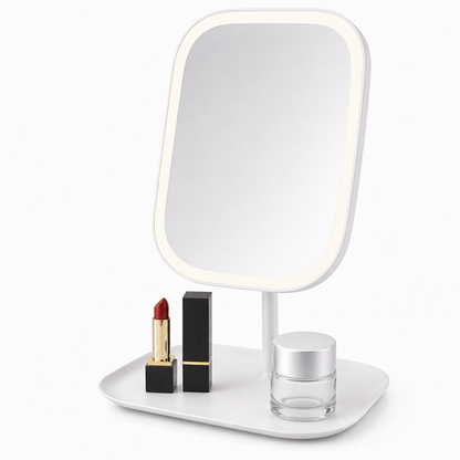 📢📢50% OFF !! ⏰Portable Folding Desktop Makeup Mirror with LED Light Compact Vanity Mirror for Dormitory