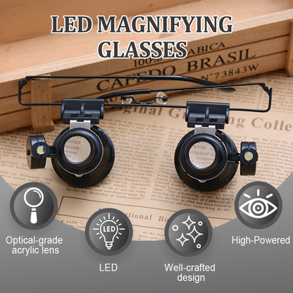 📢📢50% OFF !! ⏰Crystal-Clear 20x LED Magnifying Glasses