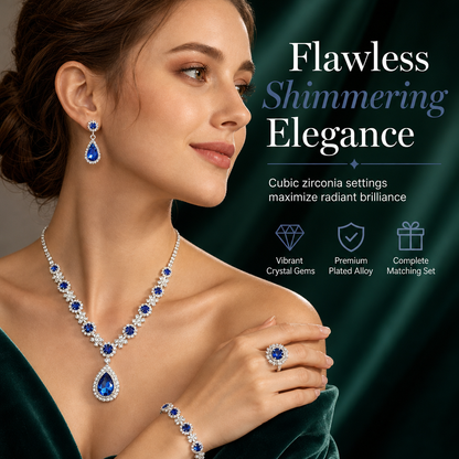 📢📢50%  OFF !! ⏰ Teardrop Crystal Jewelry Set – Radiant, Skin-Safe & Effortless ✨