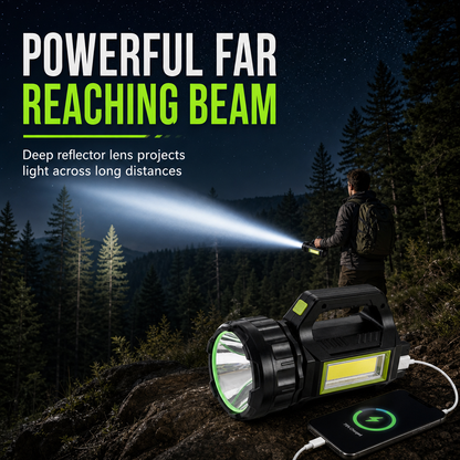📢📢40%  OFF !! ⏰ Multifunctional Ultra-Bright Rechargeable Searchlight & Work Light – USB Charging, Ready for Outdoors, Garages & Power Cuts ✨