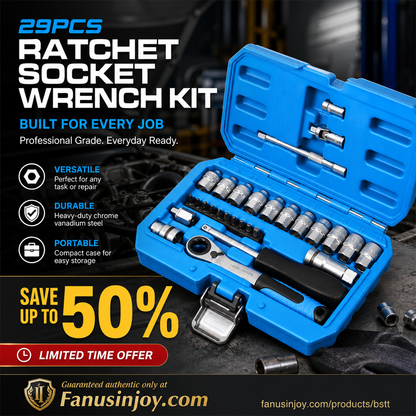 📢📢40% OFF !! ⏰2026 Sale — Over 16,600 Sold!🔧29‑Pcs Ratchet Socket Wrench Kit 🛠️